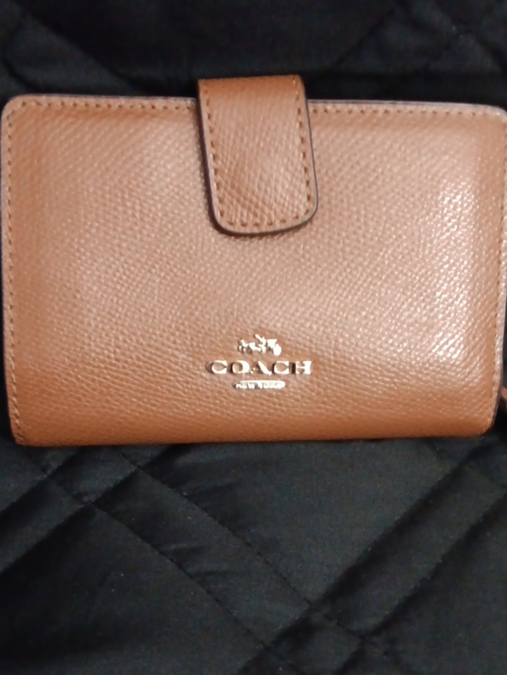 Coach Brown Leather Snap Card Holder Wallet